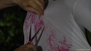 Nataly tied in the forest at night and fucked - porn video