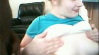 Amateur girl gives interracial blowjob on cam - porn video