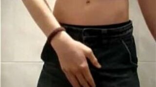 Naked in the airport bathroom - porn video