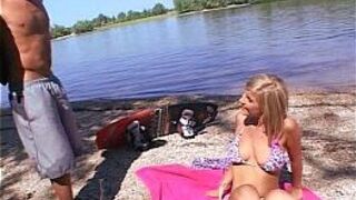 Blonde on the beach getting fucked - porn video