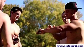 Muscled amateur jocks massaging cocks - porn video