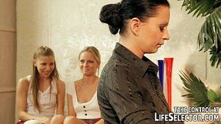 A dominating teacher gives a painful lesson for her students - porn video