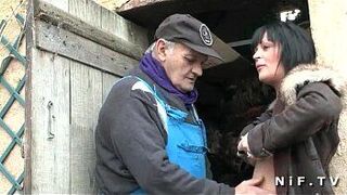 French papy doing a busty milf with a young friend - porn video