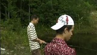 Unlucky young fishermen filmed fucking in forest - porn video